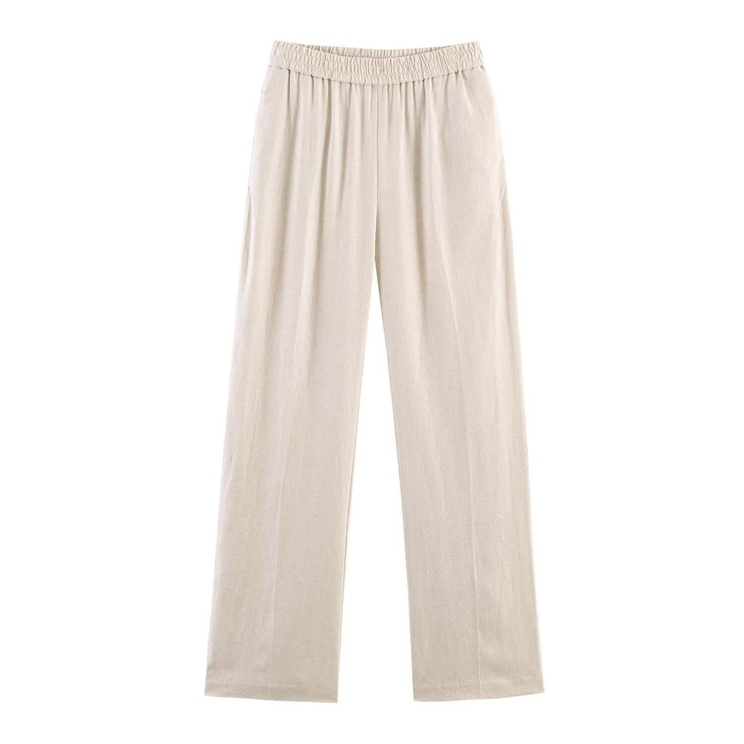Damen Weite Palazzo-Hose mit elastischem Raffungsgummibund und fließendem Leichtstoff Nord Taschen