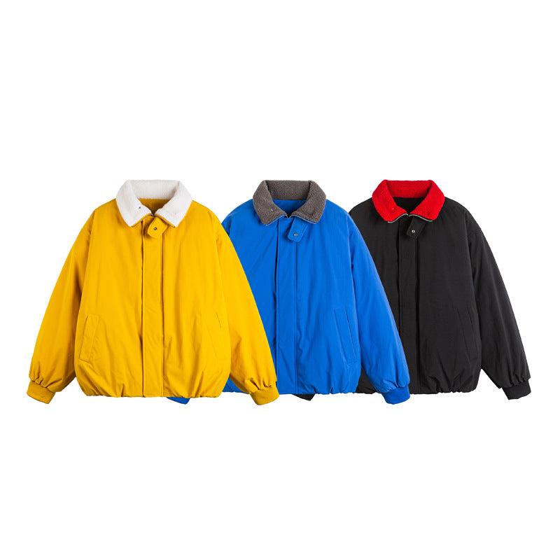 Unisex Kurz geschnittene Boxy‑Bomberjacke mit Teddy‑Umlegekragen und verdeckter Front Nord Taschen