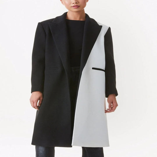 Damen Taillierter Midi‑Longcoat im Clean‑Tailoring mit kontrastiertem Innenfutter und Schalkragen Nord Taschen