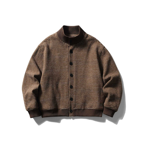 Herren Gestreifter Blouson im Boxy‑Cut mit Rippenkragen und Knopffront Nord Taschen