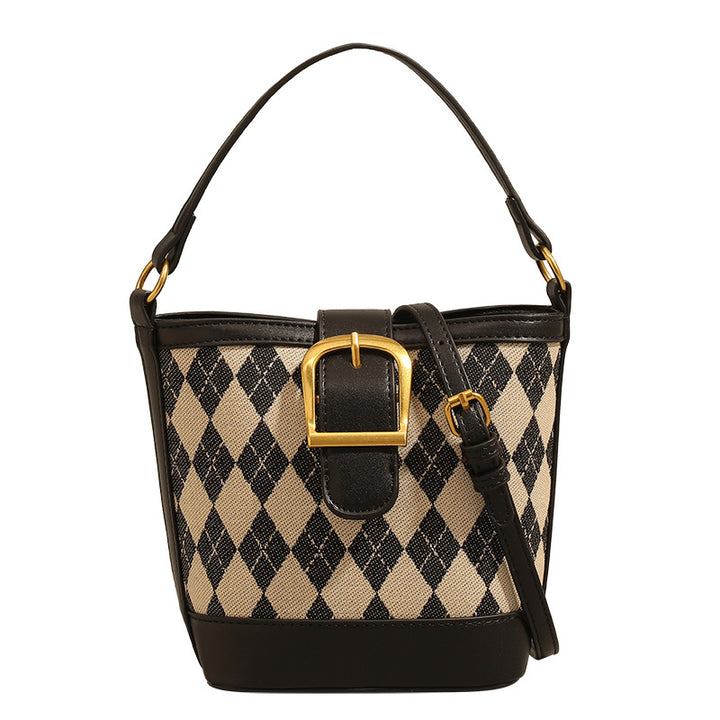 Damen Umhängetasche mit modernem Karomuster und eleganter Schnalle Nord Taschen