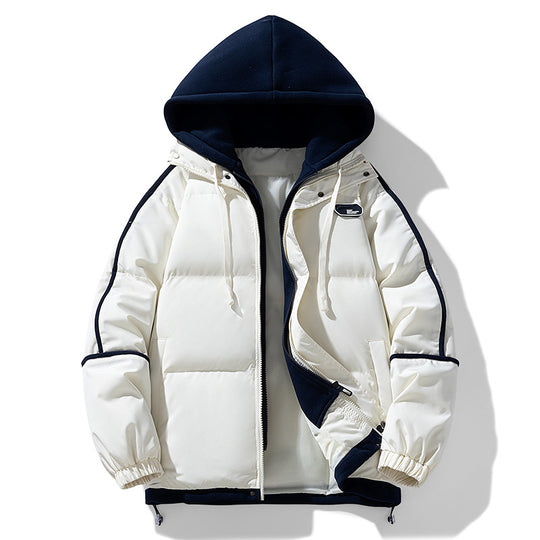 Damen Kurz geschnittene Steppjacke mit kontrastierender Fleece‑Kapuze und Kordelzug Nord Taschen