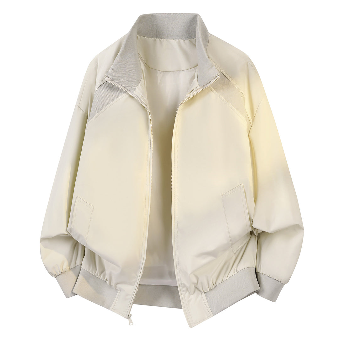 Damen Minimalistische leichte Nylon-Bomberjacke mit Rippkragen, Raglanärmeln & elastischem Saum Nord Taschen
