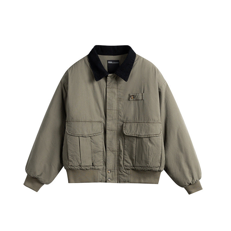 Herren Kurz geschnittene Utility-Blousonjacke mit Kordkragen und aufgesetzten Pattentaschen Nord Taschen