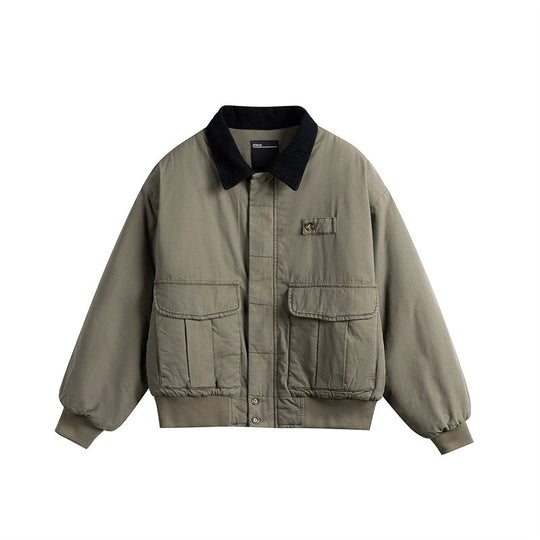 Herren Kurz geschnittene Utility-Blousonjacke mit Kordkragen und aufgesetzten Pattentaschen Nord Taschen