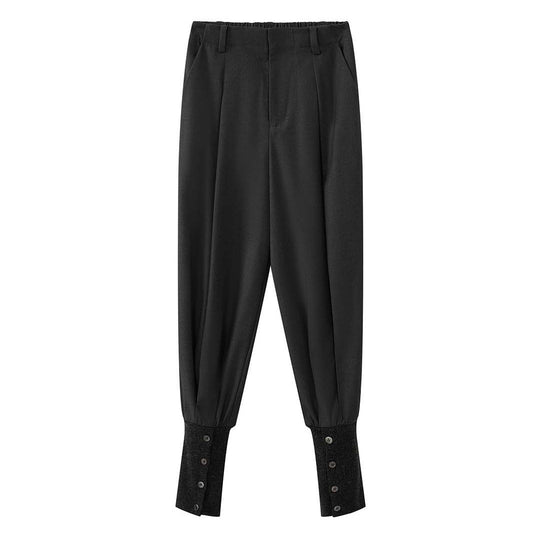 Damen weite Bundfaltenhose mit High Waist und Wollmix Nord Taschen