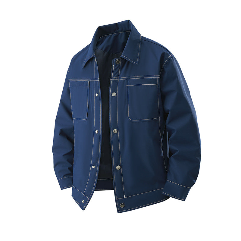 Herren Leichte Overshirt-Jacke aus strukturiertem Kunstleder mit aufgesetzten Brusttaschen Nord Taschen