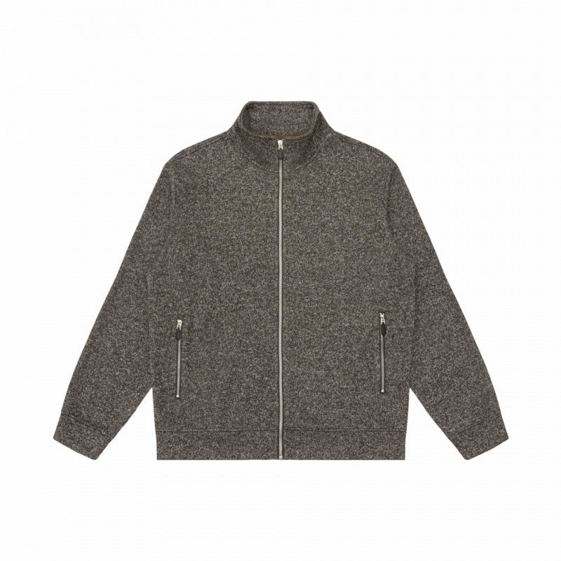 Unisex Melierte Fleece-Zipjacke mit Stehkragen und Reißverschlusstaschen Nord Taschen