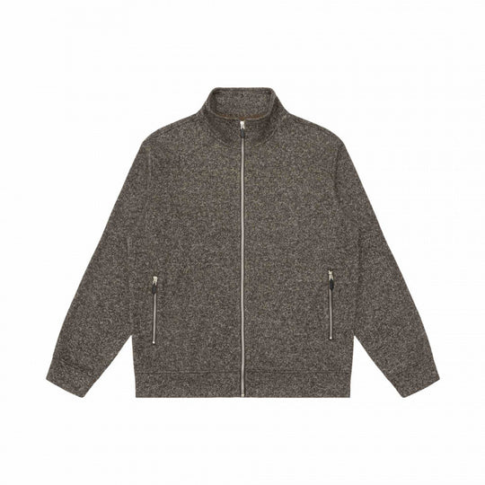 Unisex Melierte Fleece-Zipjacke mit Stehkragen und Reißverschlusstaschen Nord Taschen