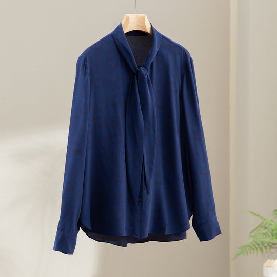 Damen Bluse mit Schleifenkragen und dezenter Jacquardstruktur Nord Taschen