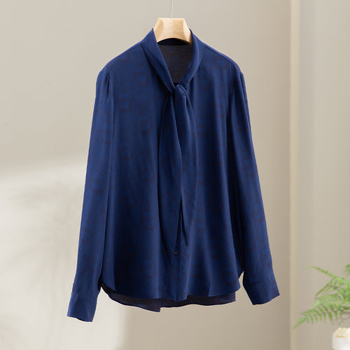 Damen Bluse mit Schleifenkragen und dezenter Jacquardstruktur Nord Taschen
