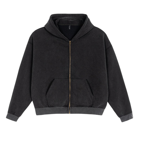 Unisex Reißverschluss-Kapuzenjacke im Boxy-Schnitt aus schwerer French-Terry Nord Taschen