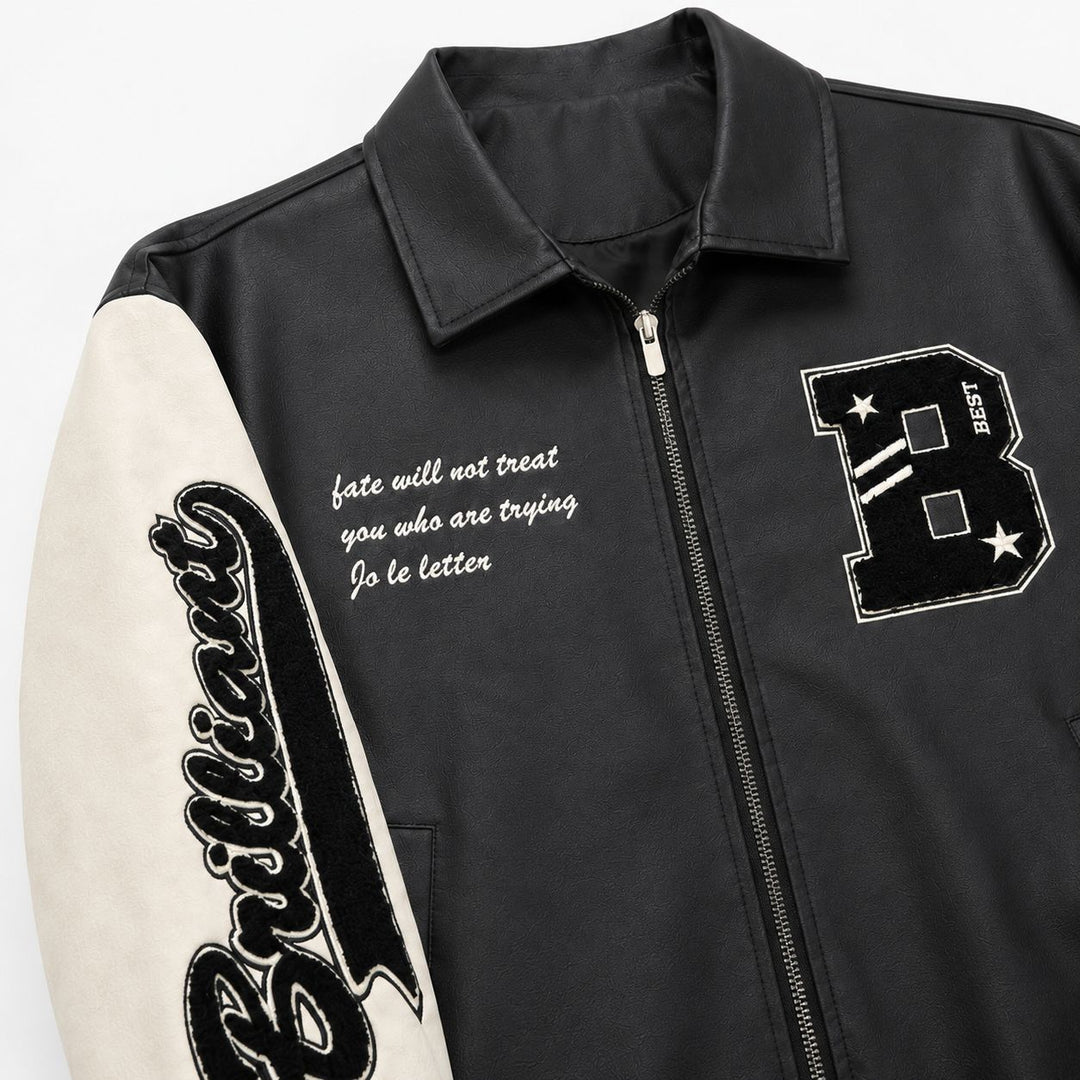 Herren Letterman-Jacke im Retrostil mit Kunstlederkörper und Wildlederärmeln Nord Taschen