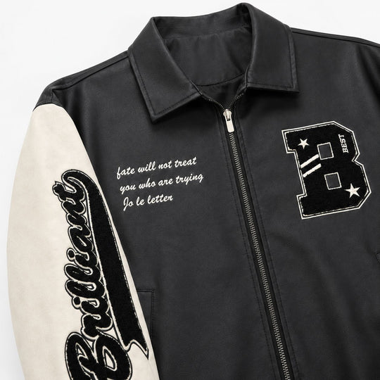 Herren Letterman-Jacke im Retrostil mit Kunstlederkörper und Wildlederärmeln Nord Taschen