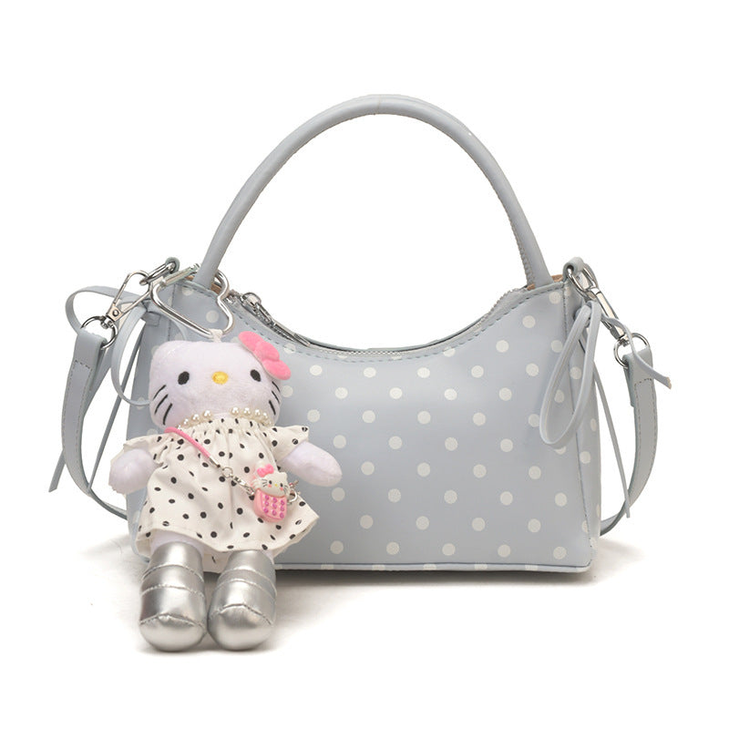 Damen Hobo-Tasche mit verspieltem Punktmuster und charmantem Anhänger Nord Taschen