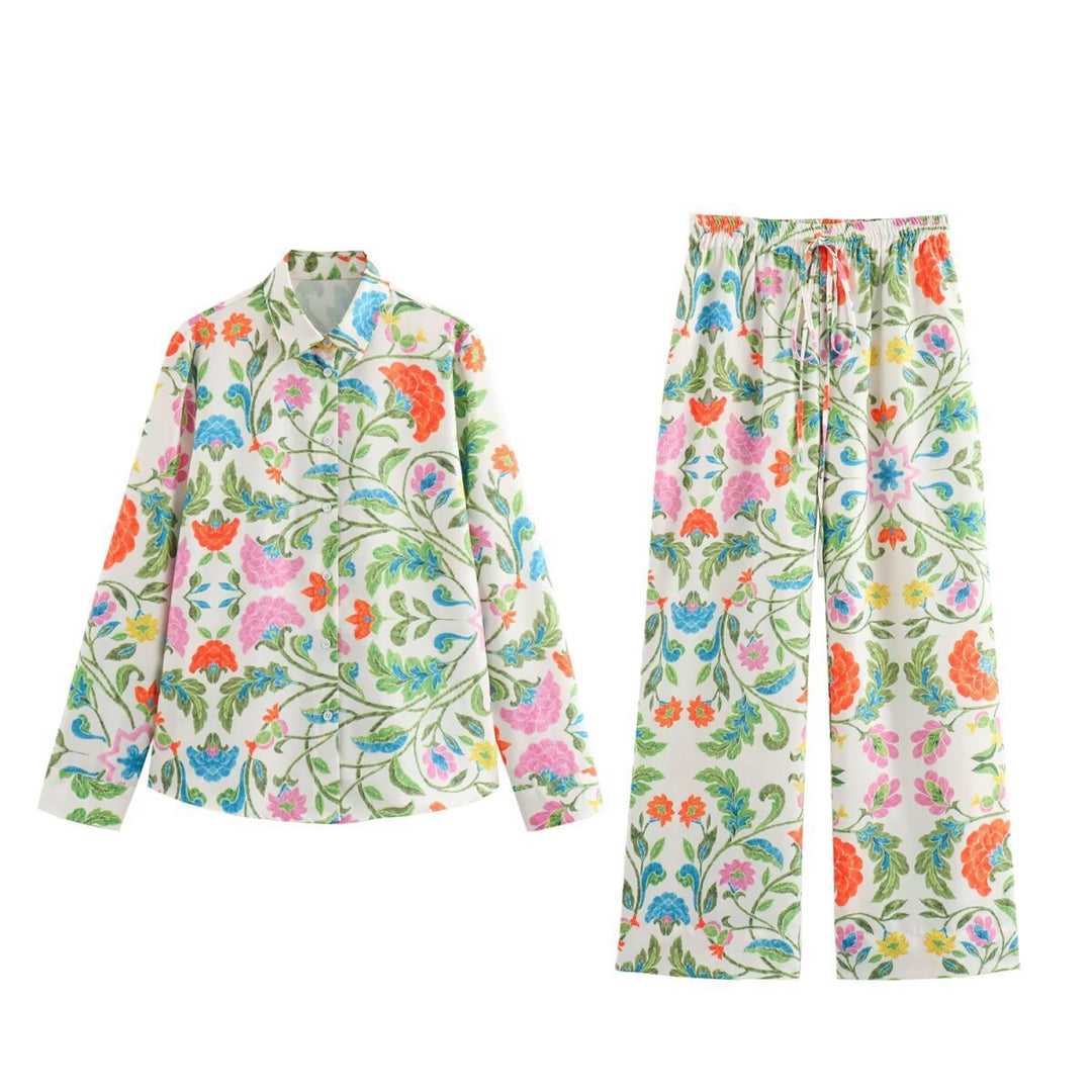 Damen weite Palazzohose mit Tunnelzugbund und floraler Stickoptik Nord Taschen