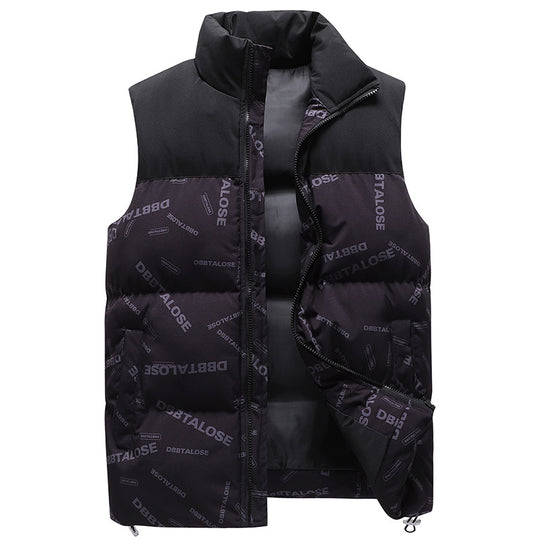 Herren Urban gesteppte Puffer‑Weste mit hohem Kragen, Kontrast-Schulterpartie und Allover‑Logodruck Nord Taschen