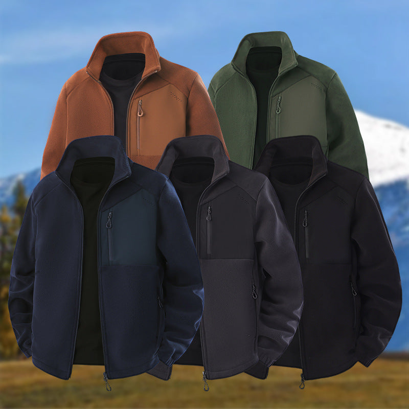 Herren Hybrid-Fleecejacke mit Softshell‑Einsätzen, Brust-Reißverschlusstasche und Zwei-Wege-Frontreißverschluss Nord Taschen