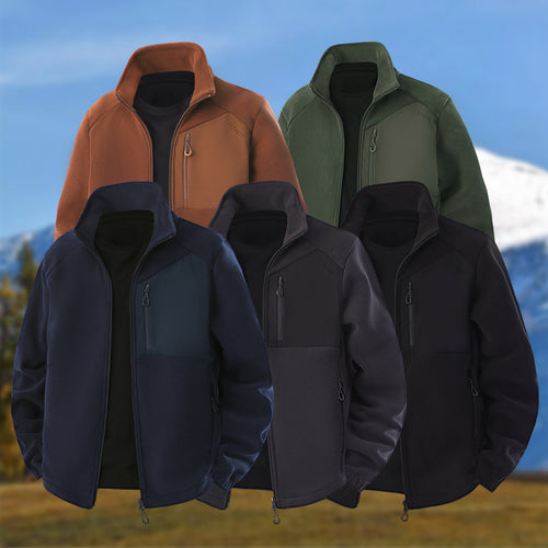 Herren Hybrid-Fleecejacke mit Softshell‑Einsätzen, Brust-Reißverschlusstasche und Zwei-Wege-Frontreißverschluss Nord Taschen