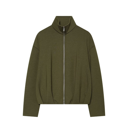 Damen Cropped Sweatjacke mit hohem Funnelkragen, durchgehendem Reißverschluss und tailliertem Saum Nord Taschen