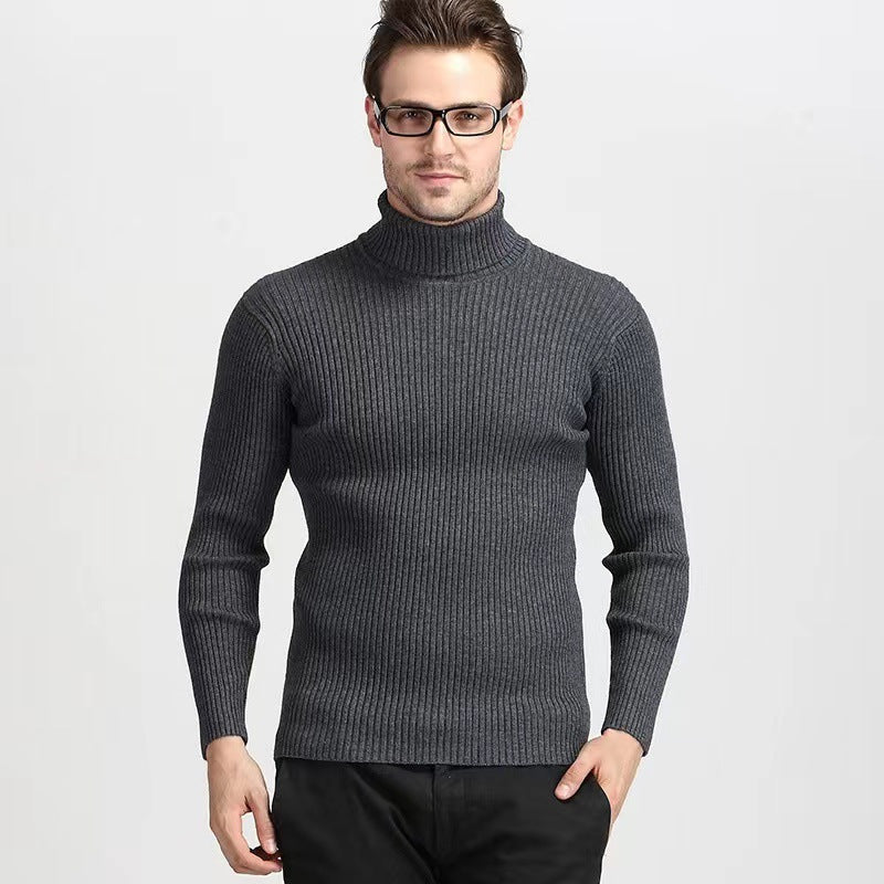 Herren Rippstrick Rollkragenpullover figurnaher elastischer Feinstrick Nord Taschen