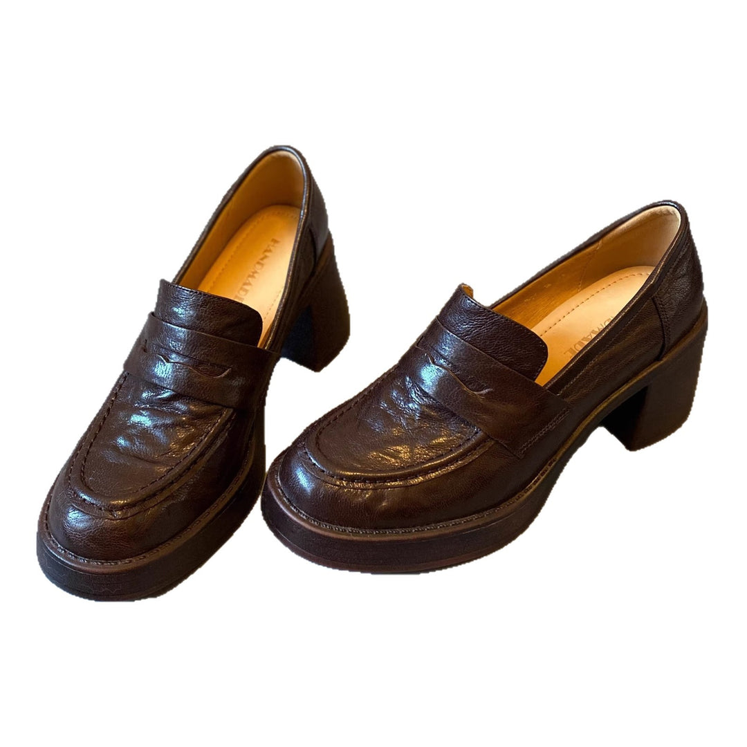 Damen Hochabsatz-Pennyloafer mit massivem Blockabsatz und profilierter Sohle Nord Taschen