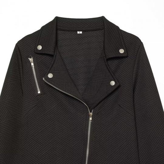 Damen Strukturierter Bikerblazer mit asymmetrischem Reißverschluss und silbernen Details Nord Taschen