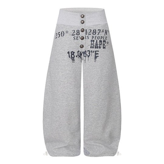 Damen Culotte-Loungehose mit hohem Rippbund, vorderer Zierknopfleiste und verstellbarem Saum Nord Taschen