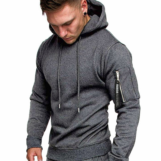 Herren Slim-Fit Hoodie mit Ärmel‑Zip‑Tasche, Kapuze und Kordelzug Nord Taschen