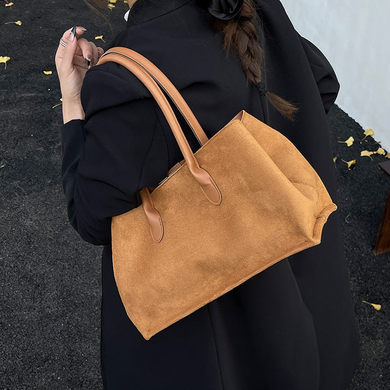 Damen große Tragetasche aus weichem Stoff mit eleganten Ledergriffen Nord Taschen