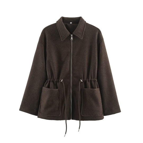 Damen Kurzjacke aus Wollmix mit Tunnelzug‑Taillierung und aufgesetzten Taschen Nord Taschen