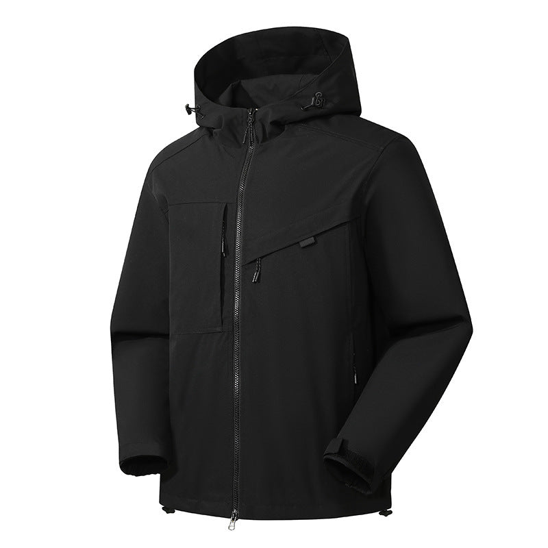 Herren Softshell Outdoorjacke mit wasserdichter Membran und verstellbarer Kapuze Nord Taschen