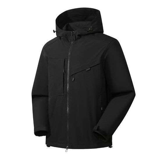 Herren Softshell Outdoorjacke mit wasserdichter Membran und verstellbarer Kapuze Nord Taschen