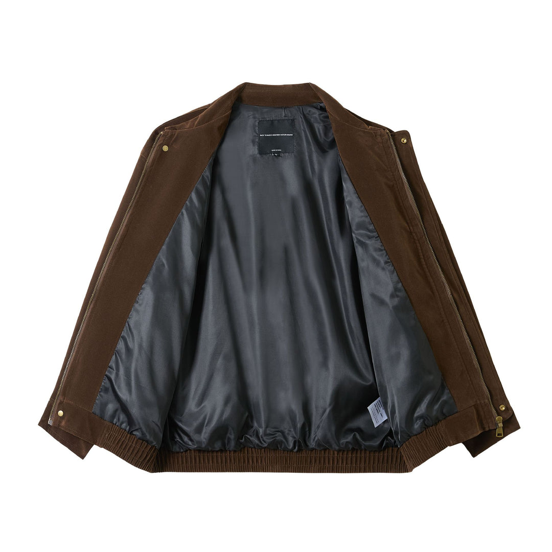 Herren Kurz geschnittener Wildlederoptik Blouson mit elastischem Saum und Pattentaschen Nord Taschen