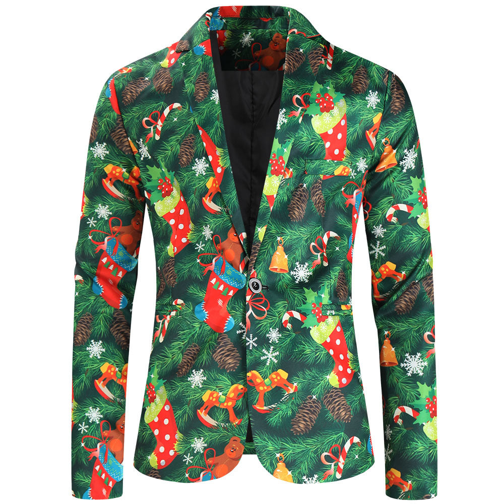 Damen Weihnachtliches Slim-Fit-Sakko mit Allover Rentier- und Tannenbaum-Print Nord Taschen