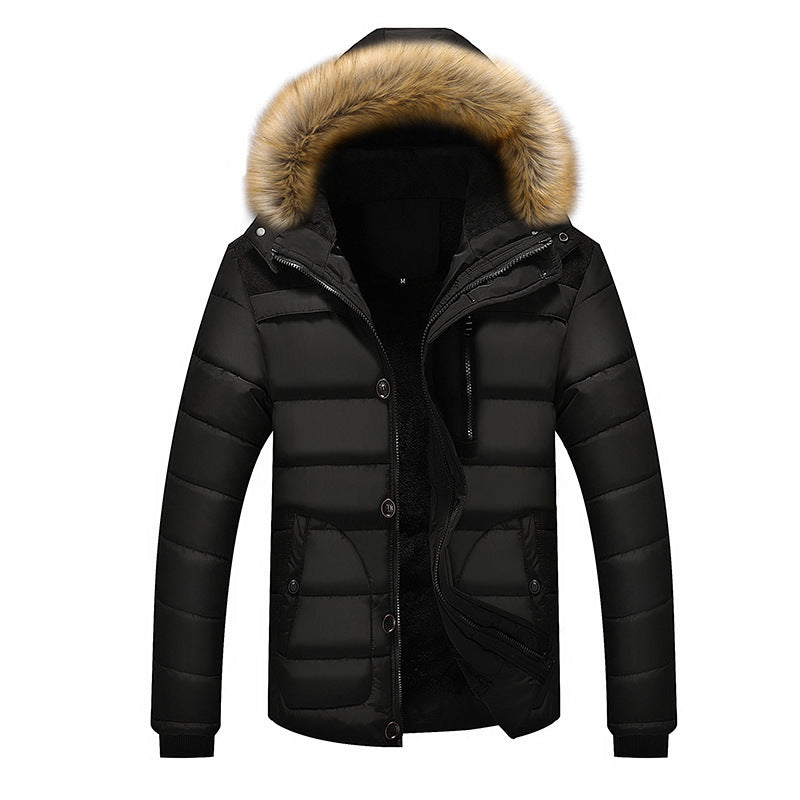 Herren Thermo-Steppparka mit Kapuze, Kunstfellbesatz und Fleece-Innenfutter Nord Taschen
