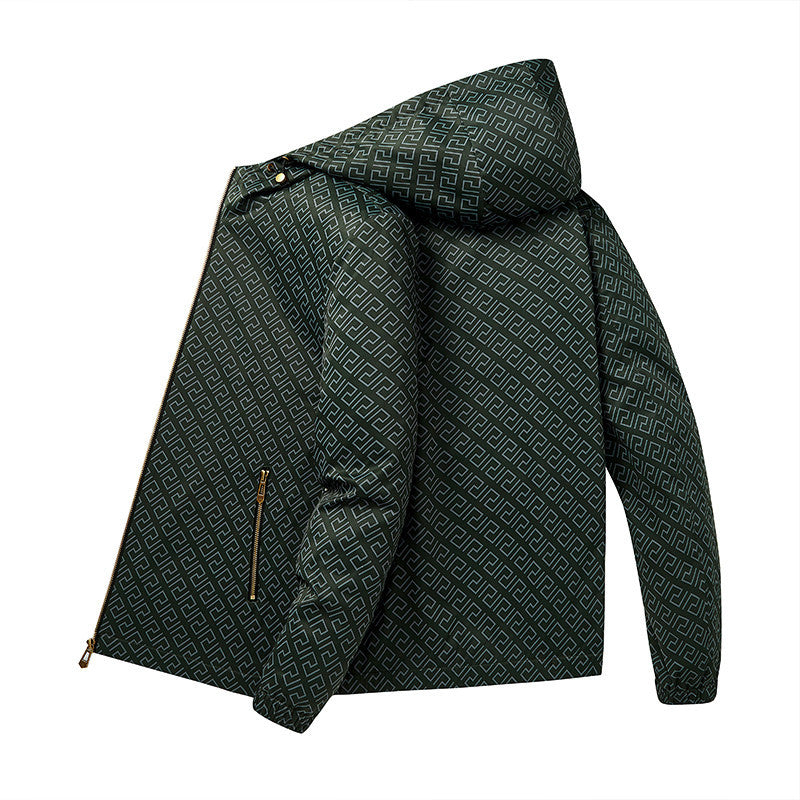 Herren Leichte Kapuzen-Patternjacke aus Mikrofaser mit urbanem Geometrie-Print Nord Taschen