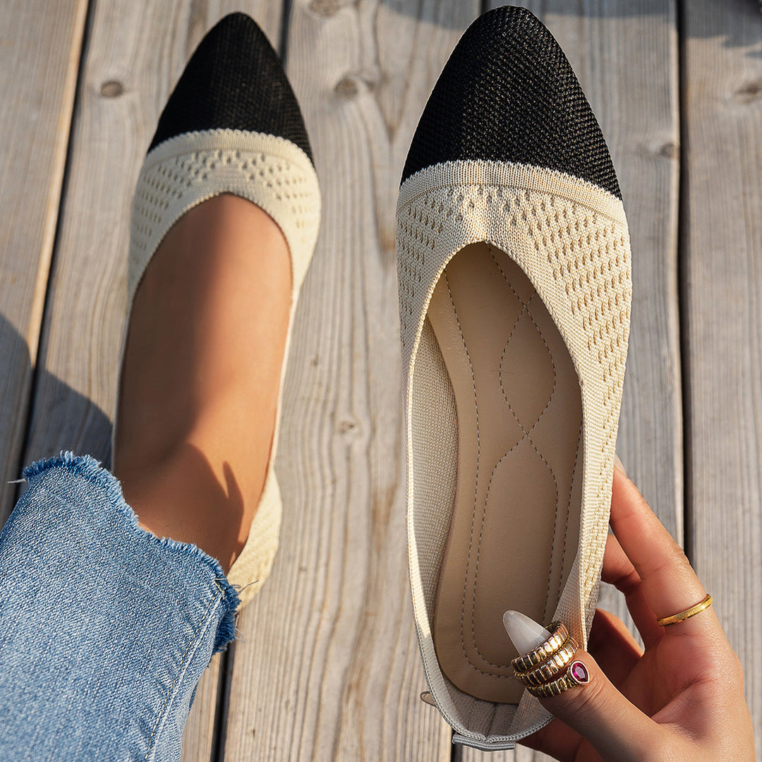 Damen Ballerinas mit kreativem Hahnentrittmuster und flexiblem Fußbett