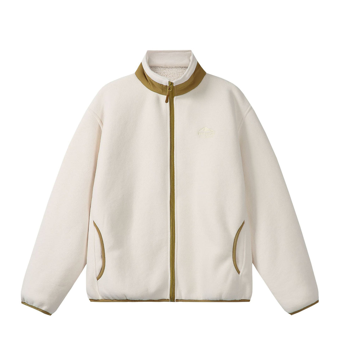 Unisex Oversize Fleece-Zipjacke mit Stehkragen und Kontrastpaspel Nord Taschen