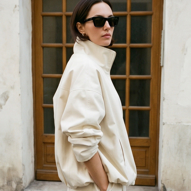 Damen Oversize Cropped-Blouson mit Tunnelzug und fließendem Maxi‑Rock mit Beinschlitz Nord Taschen