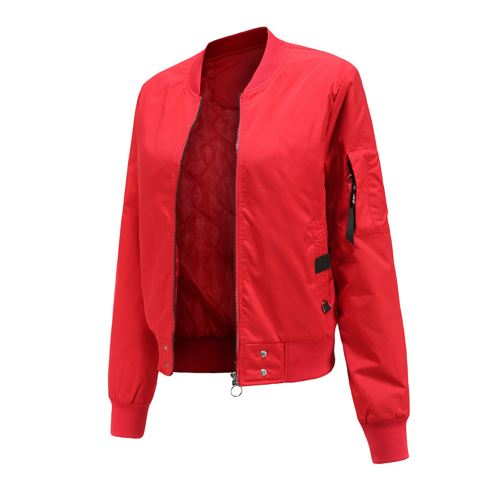 Damen modische Bomberjacke mit praktischen Taschen und seitlichen Einsätzen