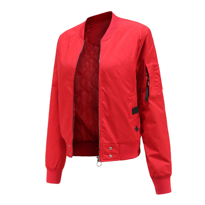Damen modische Bomberjacke mit praktischen Taschen und seitlichen Einsätzen
