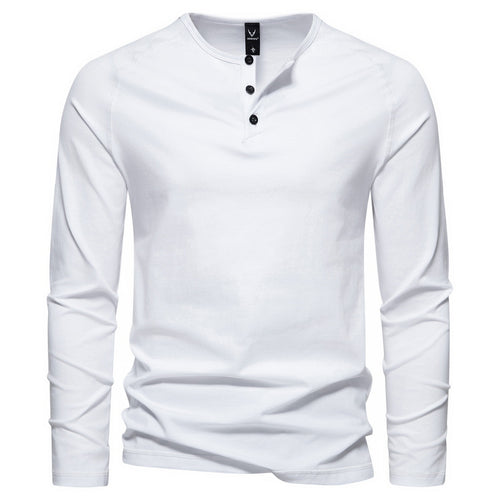 Herren Slim-Fit Baumwoll-Mix Henleyshirt mit Knopfleiste Nord Taschen
