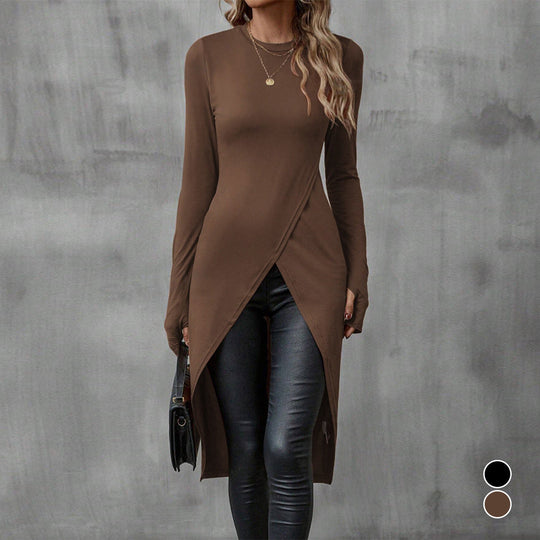 Damen eleganter Longsleeve mit raffinierter Wickeloptik Nord Taschen