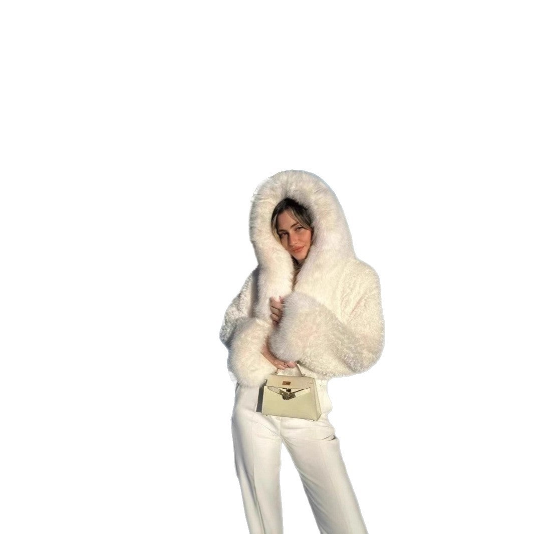 Damen Kurzbolero aus luxuriösem Hochflor-Kunstpelz mit XXL‑Schalkragen Nord Taschen