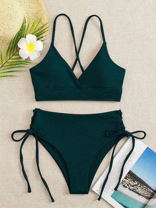 Damen Bikini-Set mit verstellbaren Trägern und raffinierten Schnürdetails