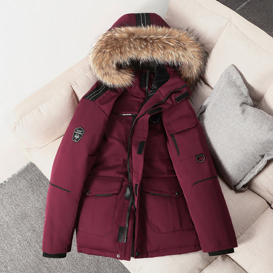 Herren technisch isolierter Winterparka mit abnehmbarer Kunstfellkapuze und multifunktionalen Taschen Nord Taschen