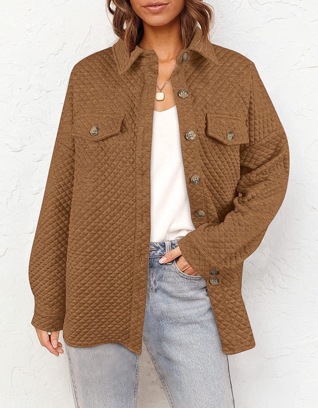 Damen Stepp-Hemdjacke mit kastiger Oversize-Passform und aufgesetzten Brusttaschen Nord Taschen