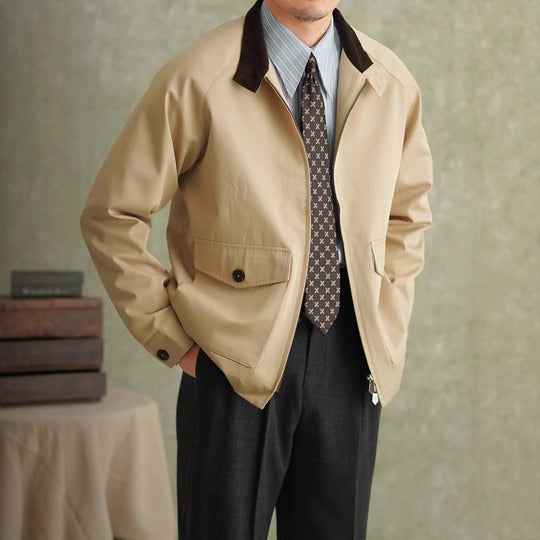 Herren Harrington-Jacke mit Cordkragen und aufgesetzten Pattentaschen Nord Taschen