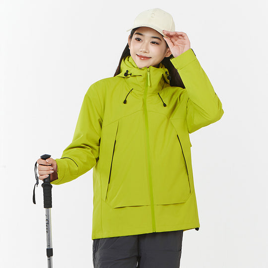 Damen Leichte wind- und wasserabweisende Softshell-Trekkingjacke mit verstellbarer Kapuze Nord Taschen